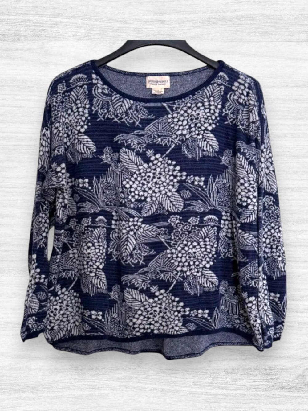 Denim & Supply Ralph Lauren Women's Navy Floral Boat Neck Sweater Size L